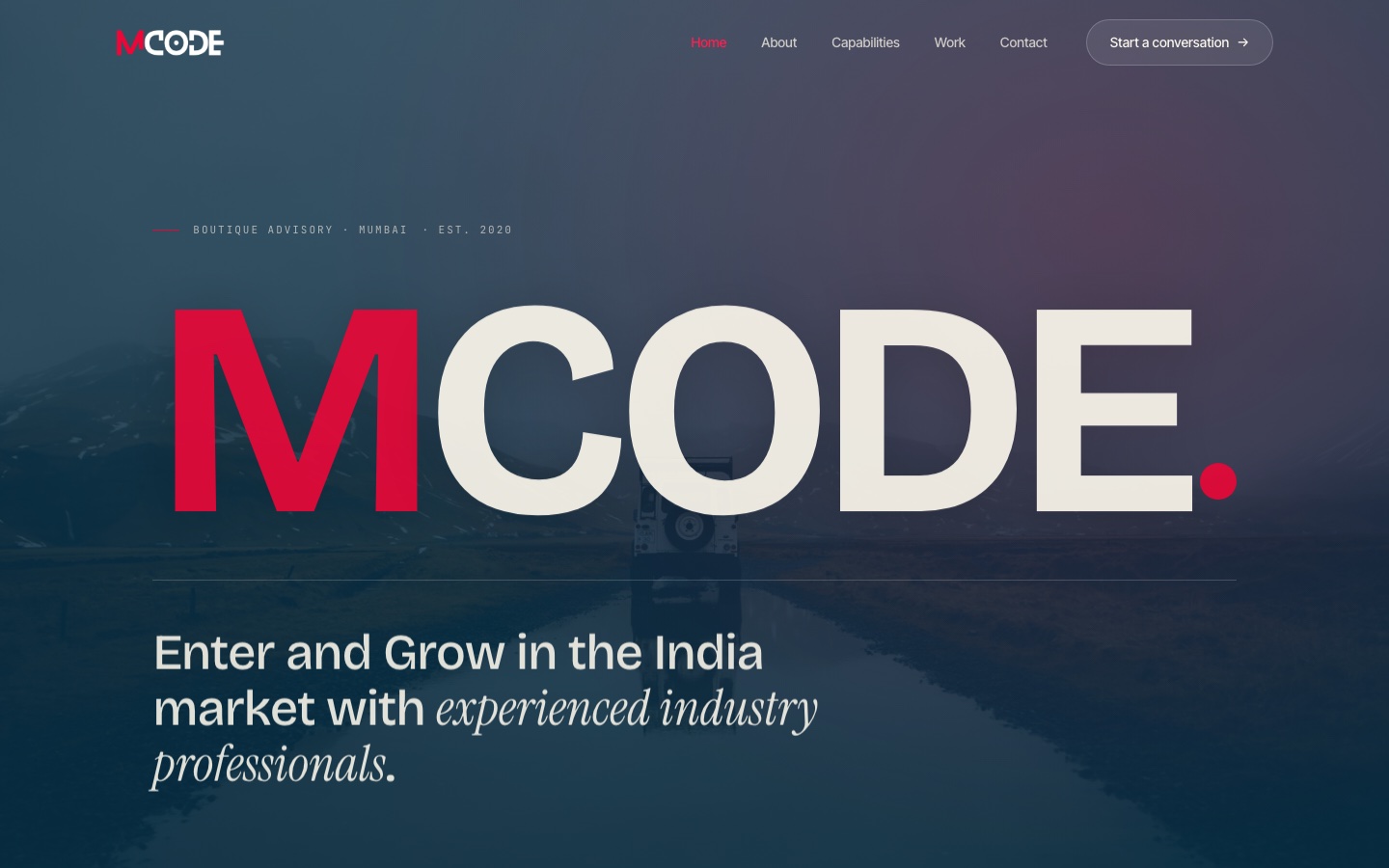 Snapshot of the MCode Ventures website